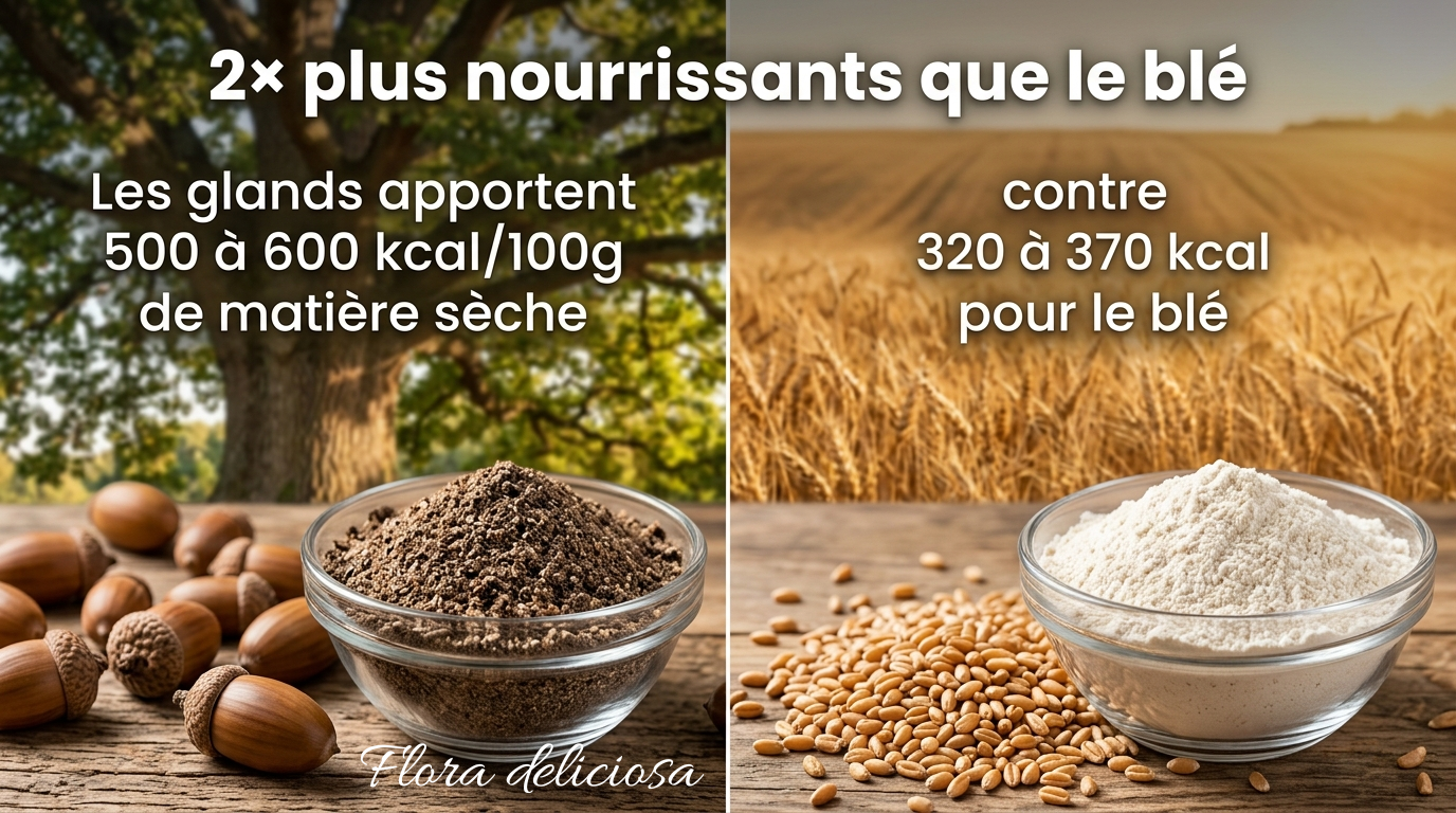 Apport calorique des glands - comparaison avec le blé